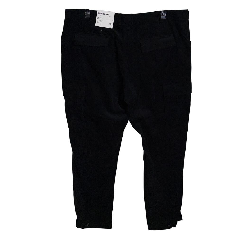 Mode of One Men's Regular-Fit Cotton Tapered Cargo Pants, Deep Black, 40 $70